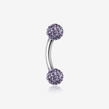 Multi-Gem Sparkle Curved Barbell Eyebrow Ring-Tanzanite